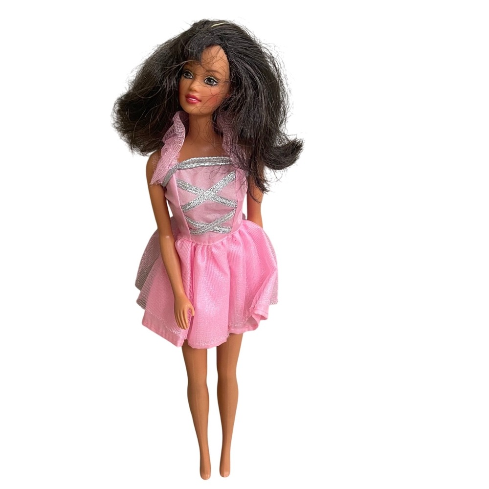 VTG MATEL 1966 Barbie Doll Brunette Hair  Dress pink dress  Toy Collectible